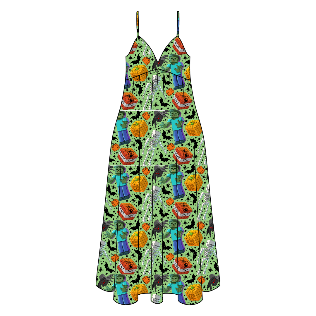 Pixel Pumpkin Patch Harper Women's Low Back Dress Bamboo - Pre Order
