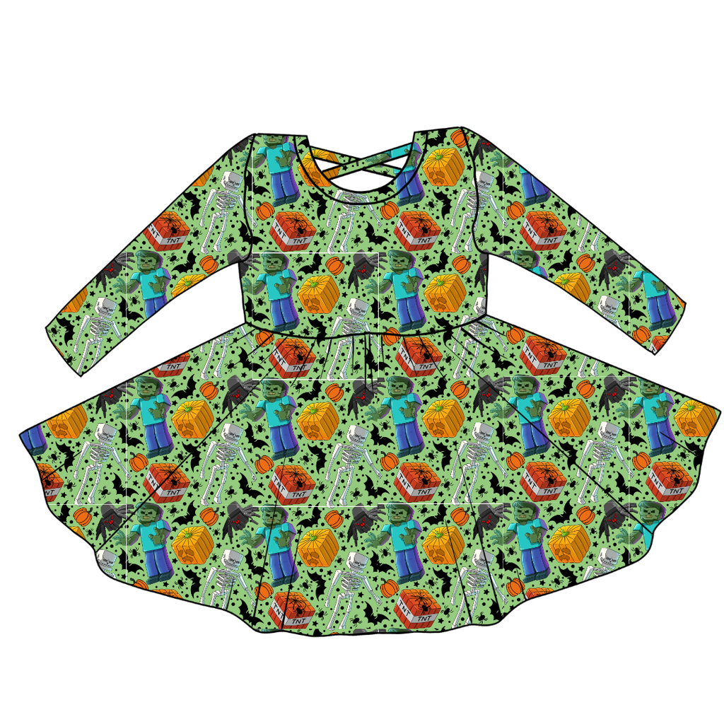 Pixel Pumpkin Patch - Violet Cross Back Long Sleeve Knit - PRE ORDER