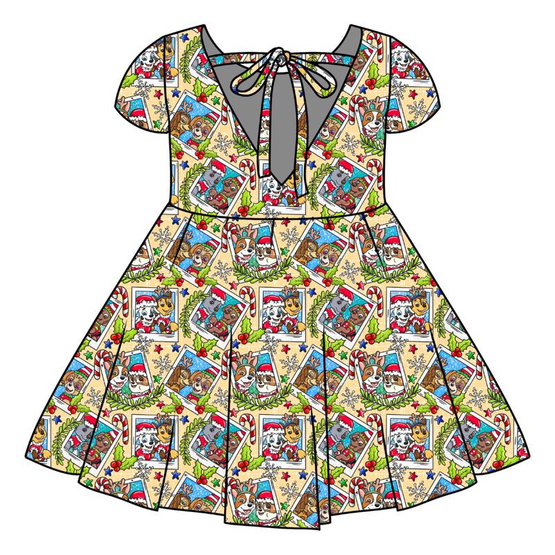 Paws & Claus Honey Twirl Dress - Bamboo - Pre Order - Christmas Special