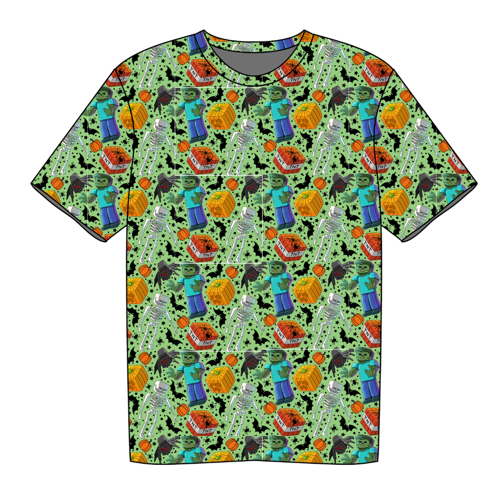 Pixel Pumpkin Patch - Moss Short Sleeve Bamboo Shirt - PRE ORDER