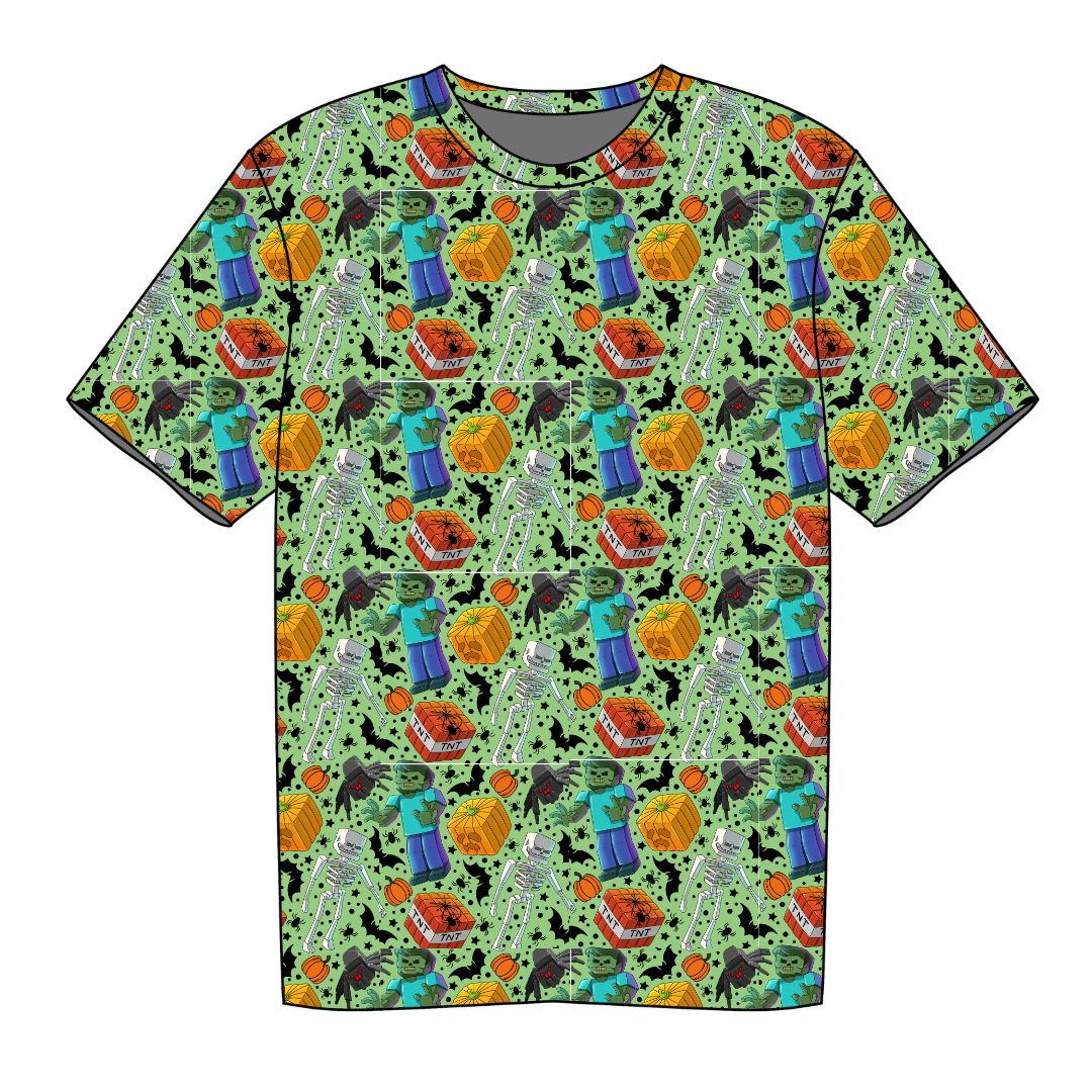 Pixel Pumpkin Patch - Moss Short Sleeve Bamboo Shirt - PRE ORDER