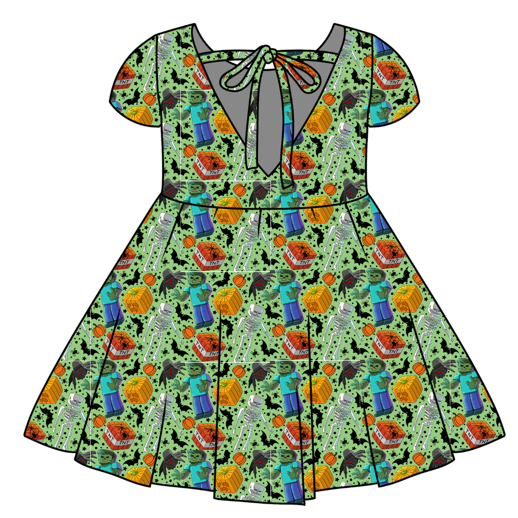 PIXEL PUMPKIN PATCH - Honey Girl's Twirl Dress Bamboo - PRE ORDER