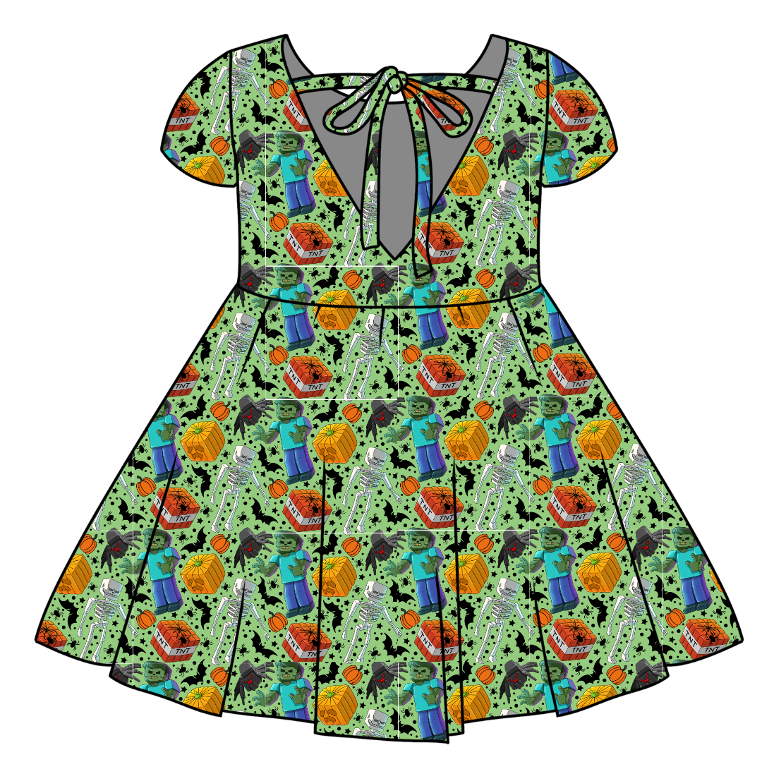 PIXEL PUMPKIN PATCH - Honey Girl's Twirl Dress Bamboo - PRE ORDER