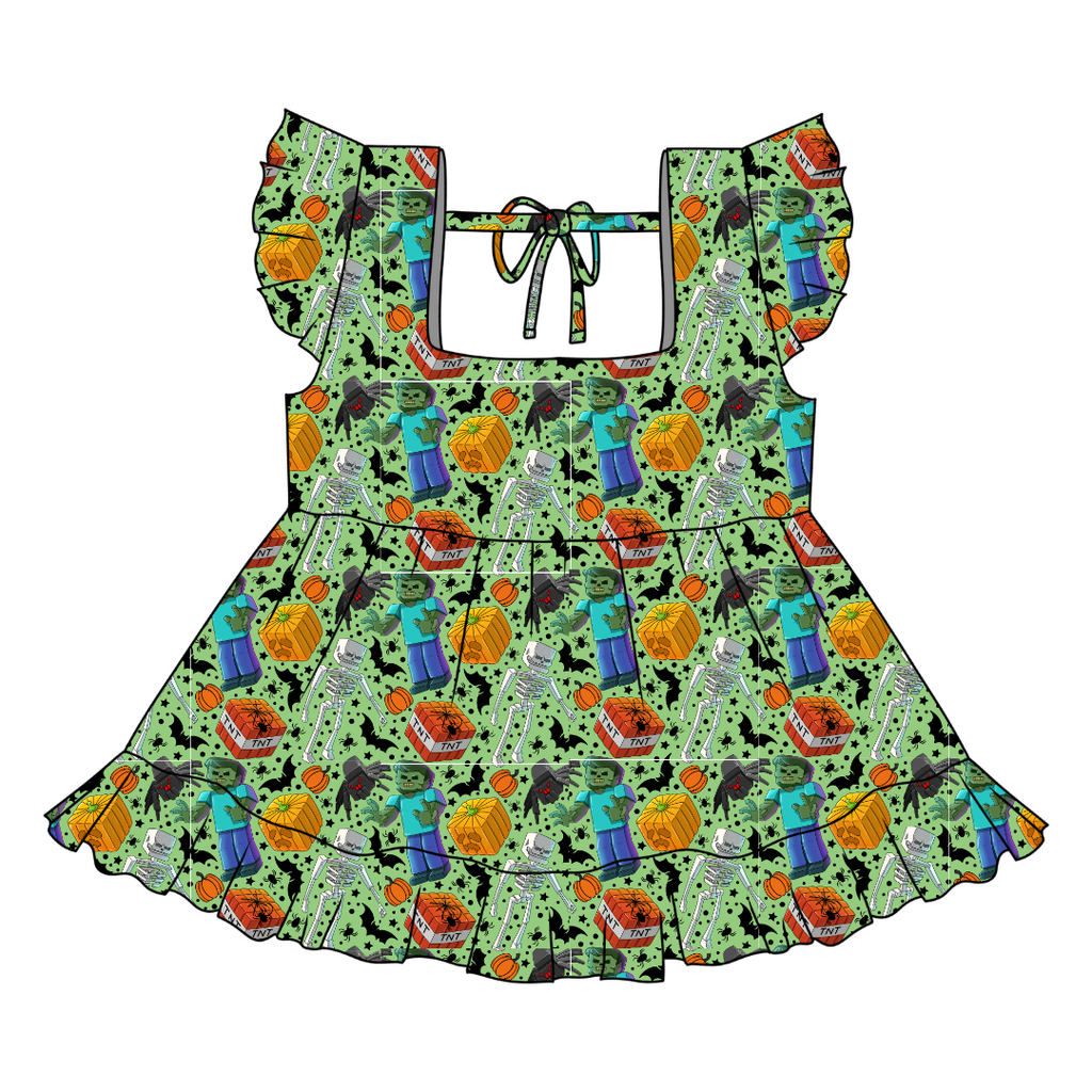 Pixel Pumpkin Patch - Sadie Tie Back Ruffle Top - PRE ORDER