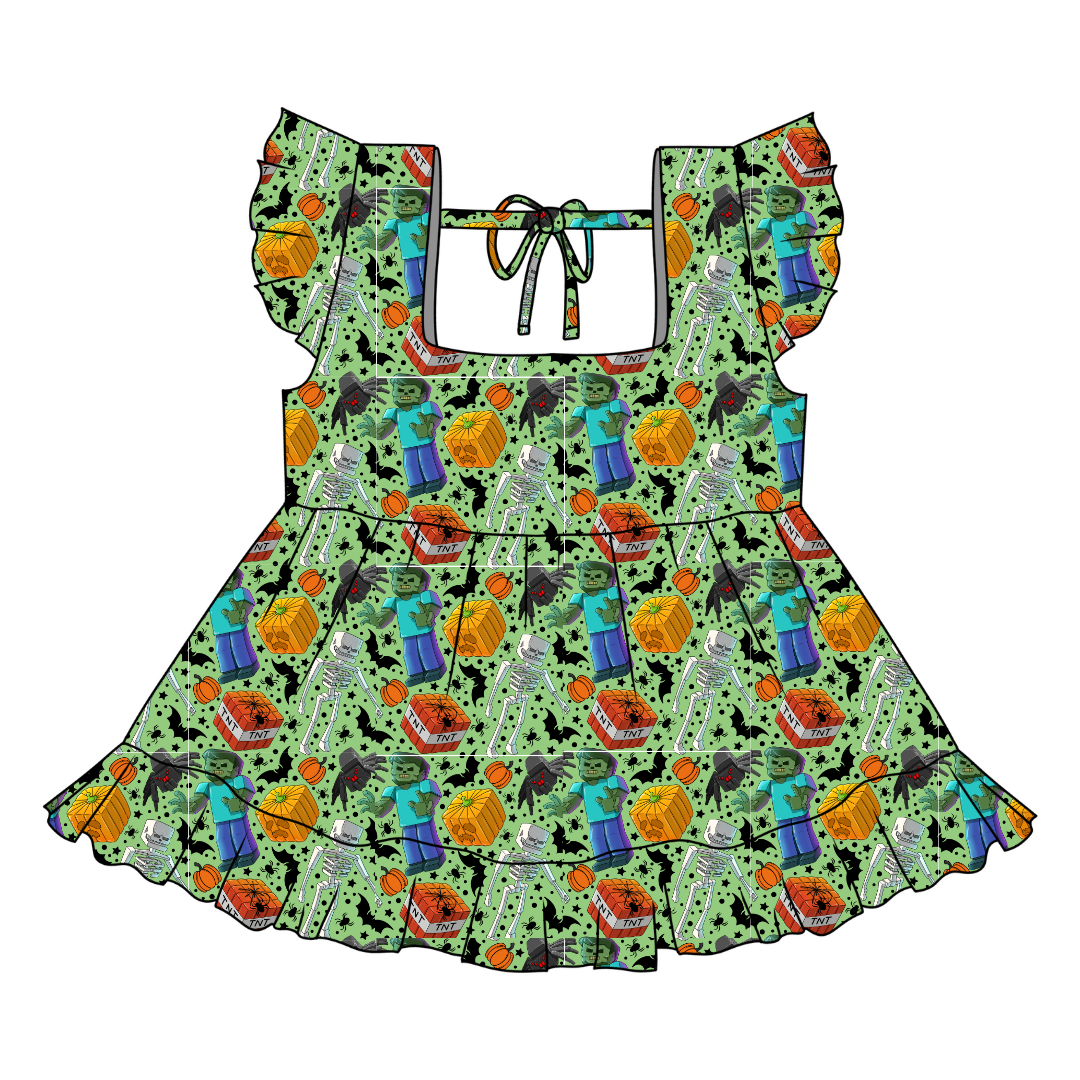 Pixel Pumpkin Patch - Sadie Tie Back Ruffle Top - PRE ORDER