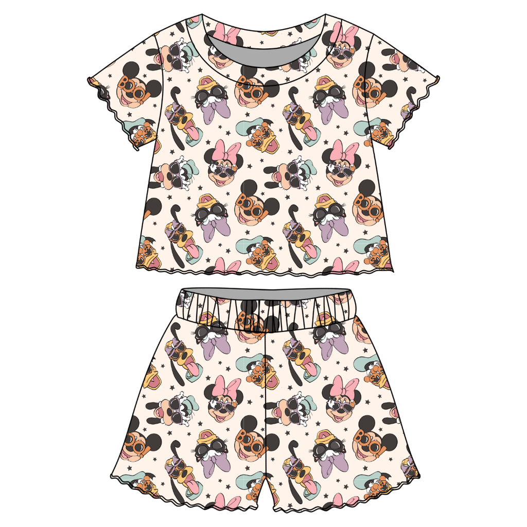 Spooky Cute Crew - Orchid Ruffle Short Sleeve Short Set Bamboo - PRE ORDER