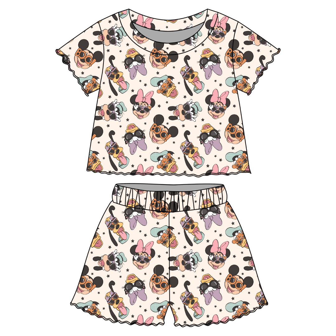 Spooky Cute Crew - Orchid Ruffle Short Sleeve Short Set Bamboo - PRE ORDER