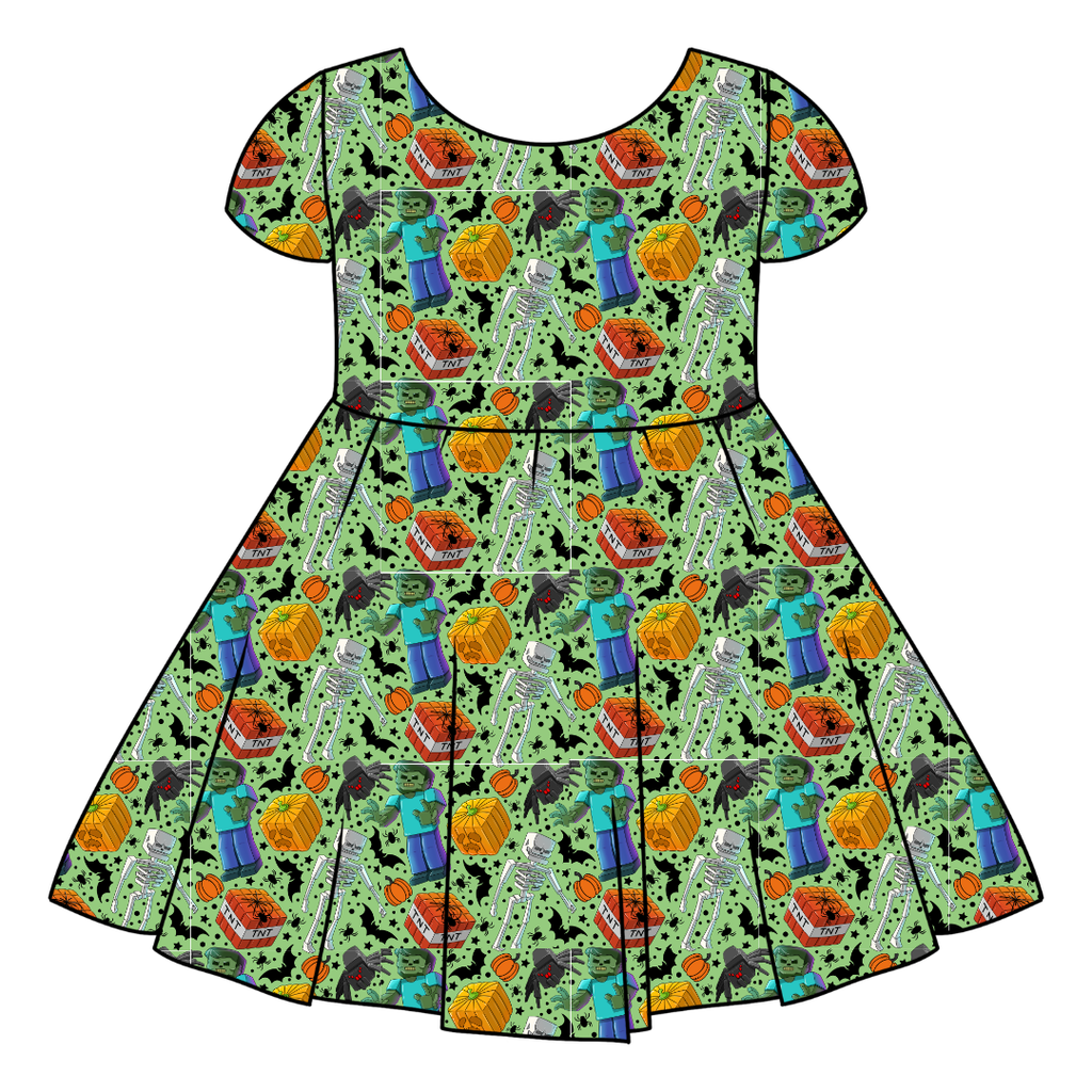 PIXEL PUMPKIN PATCH - Honey Girl's Twirl Dress Bamboo - PRE ORDER