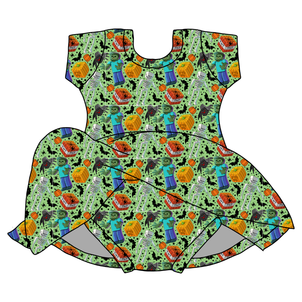 Pixel Pumpkin Patch Charming Short Sleeve Skirted Leotard - PRE ORDER