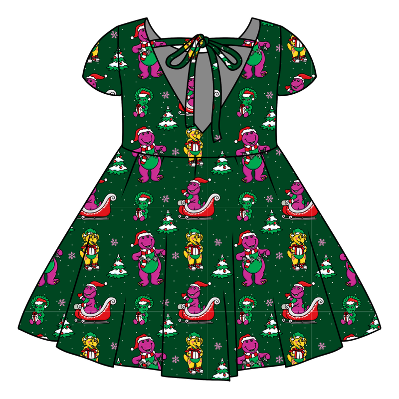 Dino Days of Christmas Honey Twirl Dress - Bamboo - Pre Order - Christmas Special