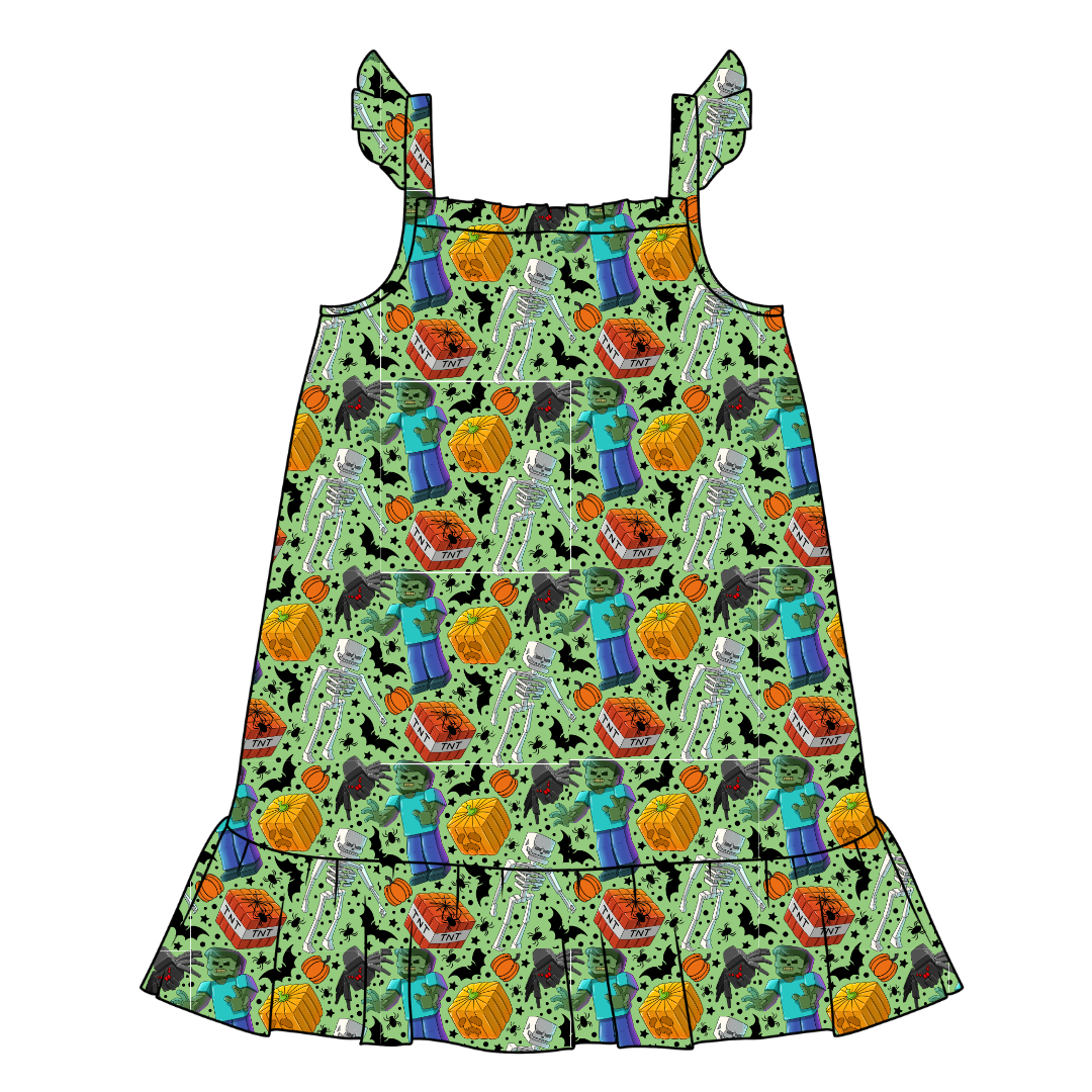 Pixel Pumpkin Patch Honey Bamboo Sleeveless Nightgown - PRE ORDER