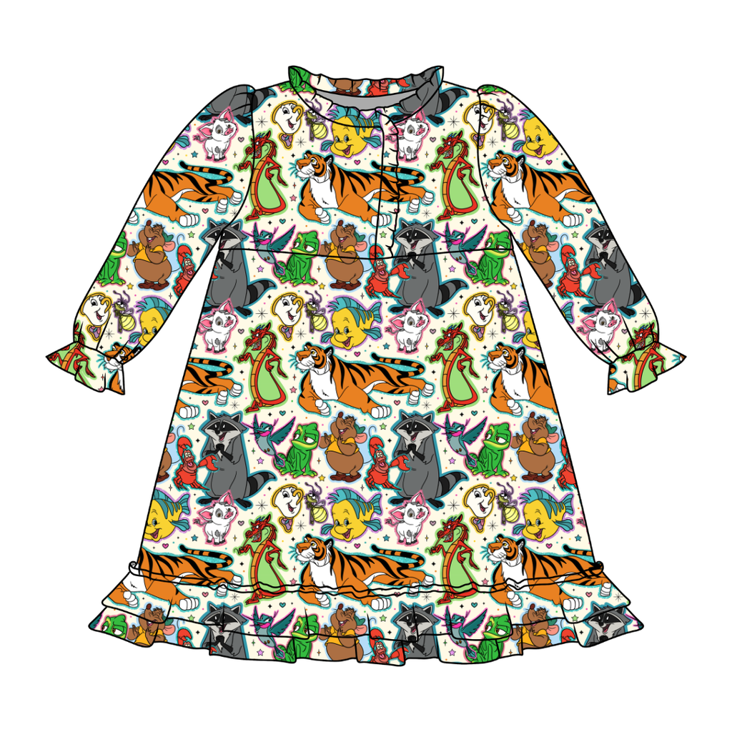 Storybook Squad Emerald Bamboo Long Sleeve Lounge Dress - PRE ORDER