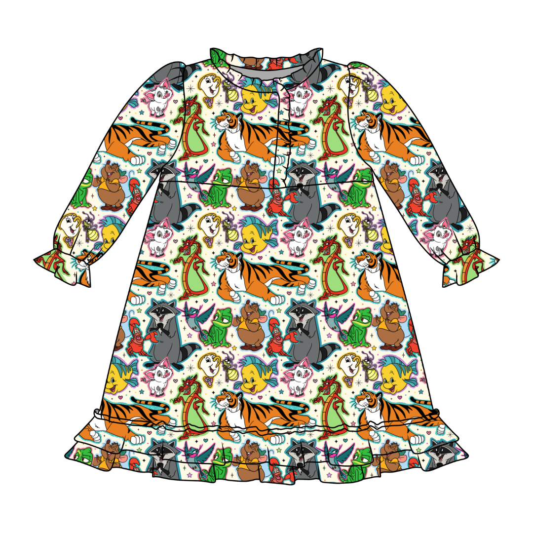 Storybook Squad Emerald Bamboo Long Sleeve Lounge Dress - PRE ORDER