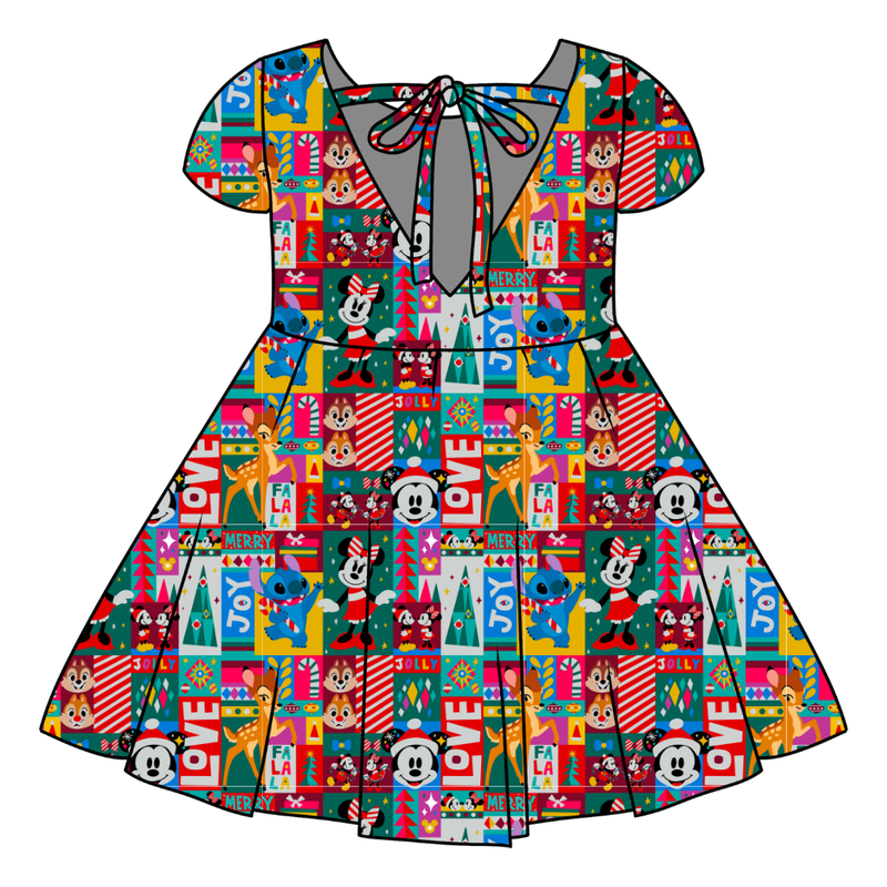 Jolly Patchwork Honey Twirl Dress - Bamboo - Pre Order - Christmas Special