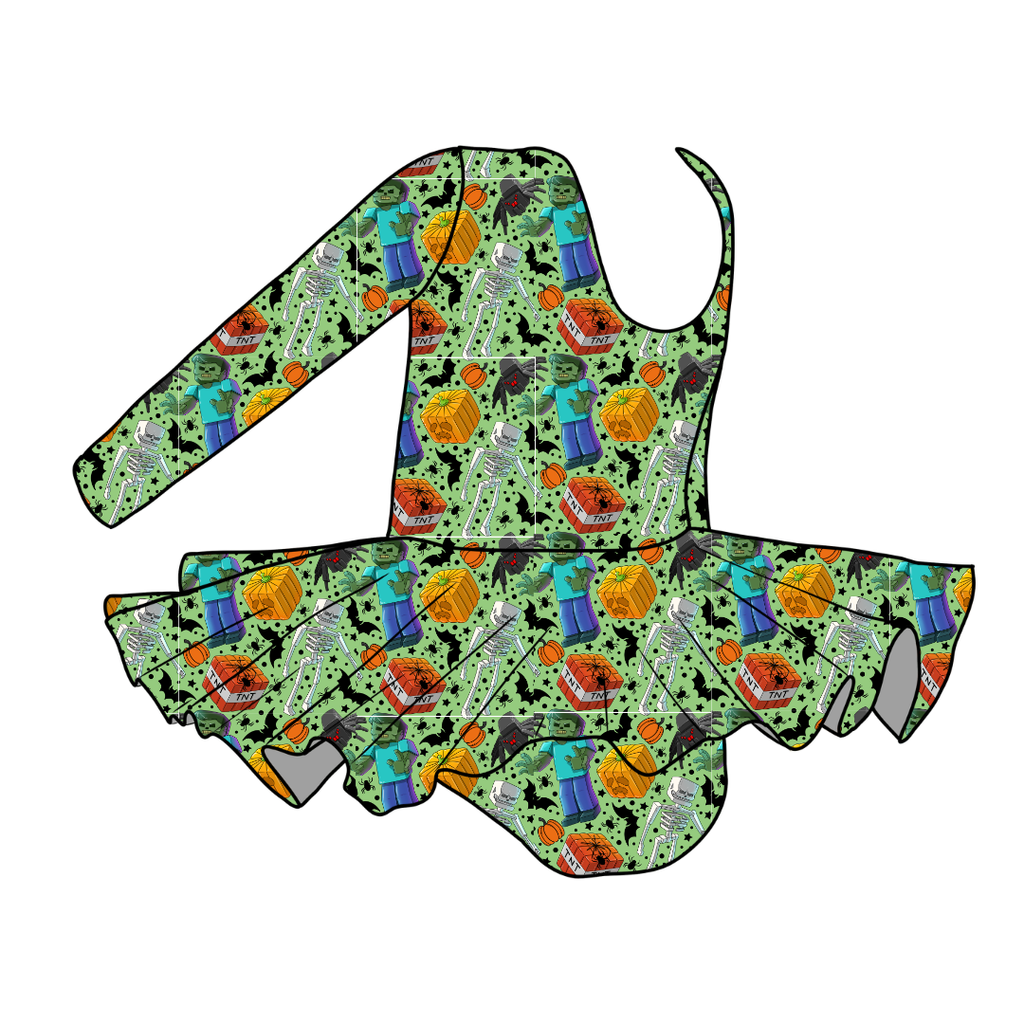 PIXEL PUMPKIN PATCH - Grace Long Sleeve Skirted Leotard - PRE ORDER
