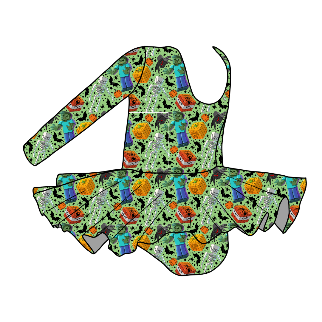PIXEL PUMPKIN PATCH - Grace Long Sleeve Skirted Leotard - PRE ORDER