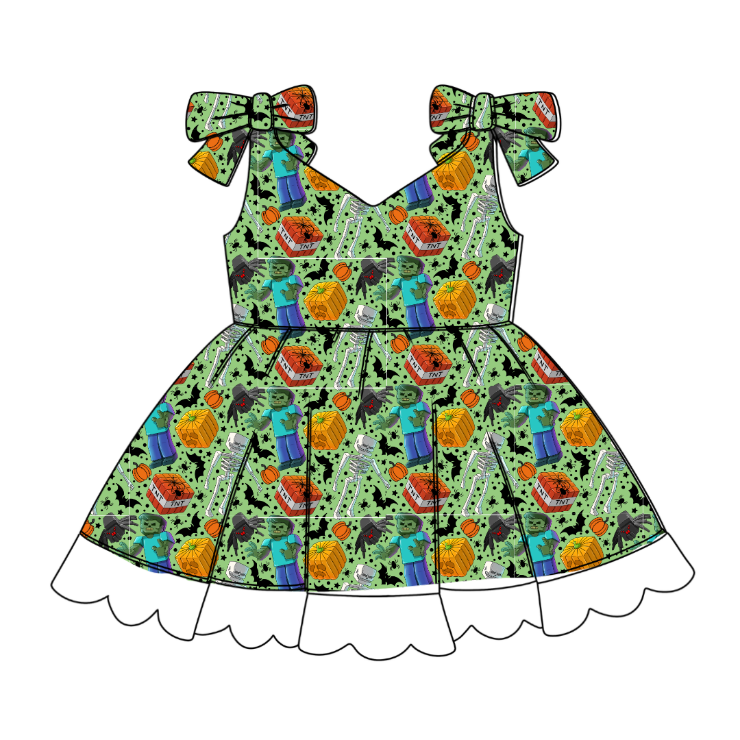 Pixel Pumpkin Patch - Zoe Twirl Party Dress - PRE ORDER