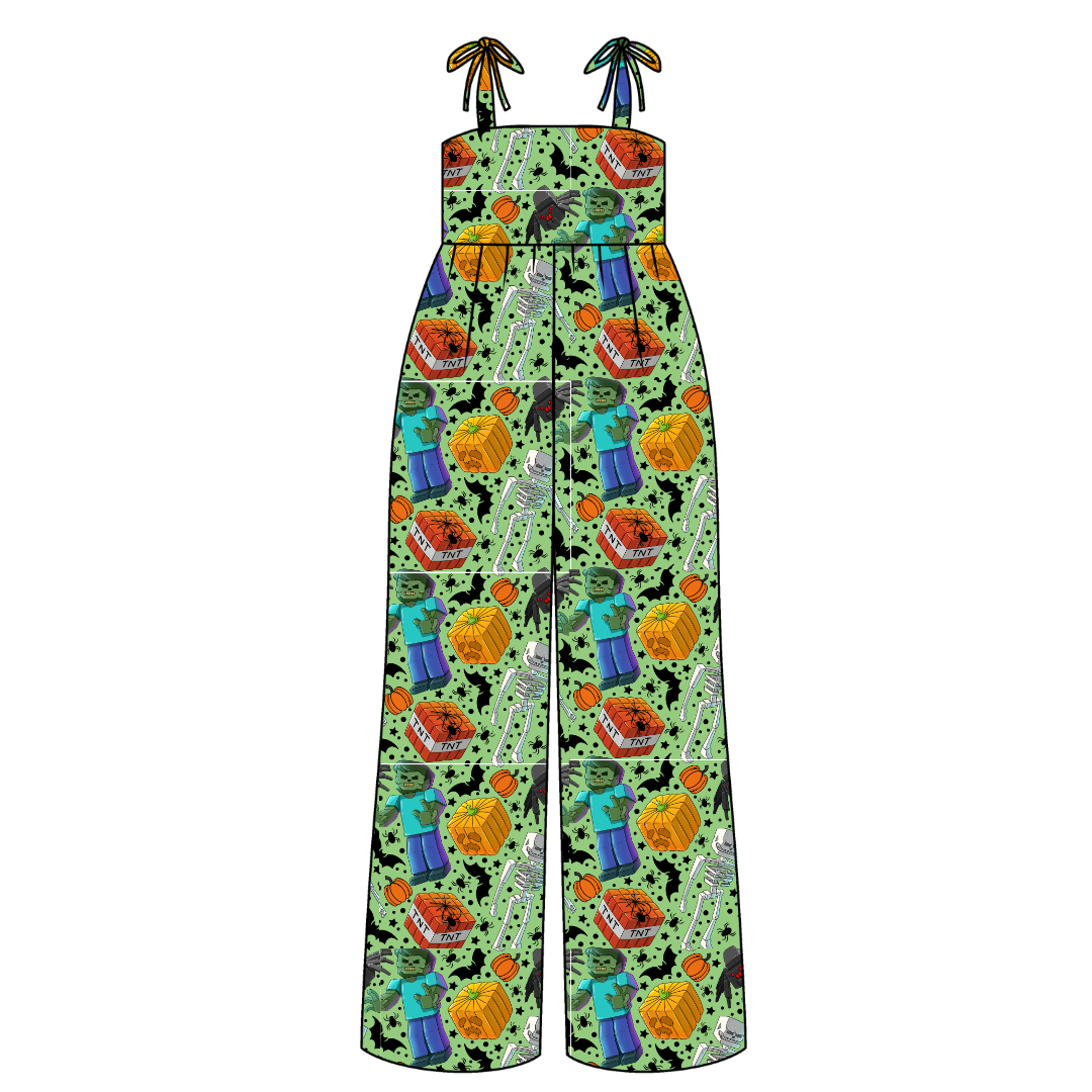 Pixel Pumpkin Patch Rene Adult Shoulder Tie Jumpsuit Bamboo - Pre Order