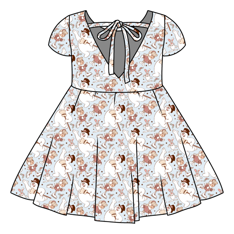 Jolly Snowman - Blue Honey Twirl Dress - Bamboo - Pre Order - Christmas Special