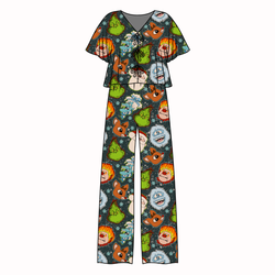 Classic Christmas Mischief Lollipop Women's Front Tie Pants Set - Bamboo - Pre Order - Christmas Special