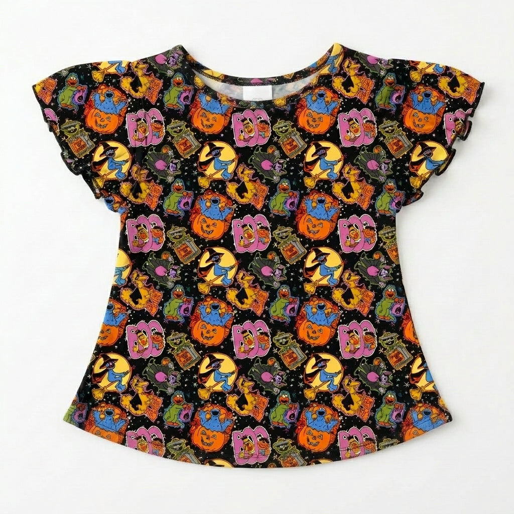 Trick Or Treat Street Moon Short Sleeve Flutter Bamboo Shirt - PRE ORDER